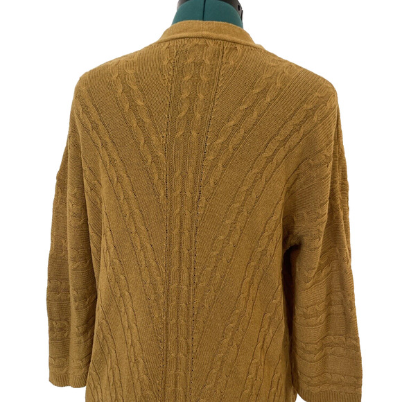 J Jill Sweater Womens Small Chartreuse‎ Cardigan Open Front Knit - Picture 6 of 10